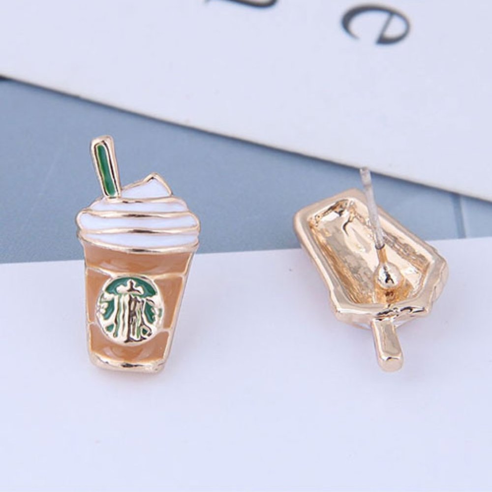 Adorable Frappuccino Coffee Stud Earrings - Picture 2 of 3